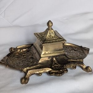 Vintage Gold Ornate Inkwell
